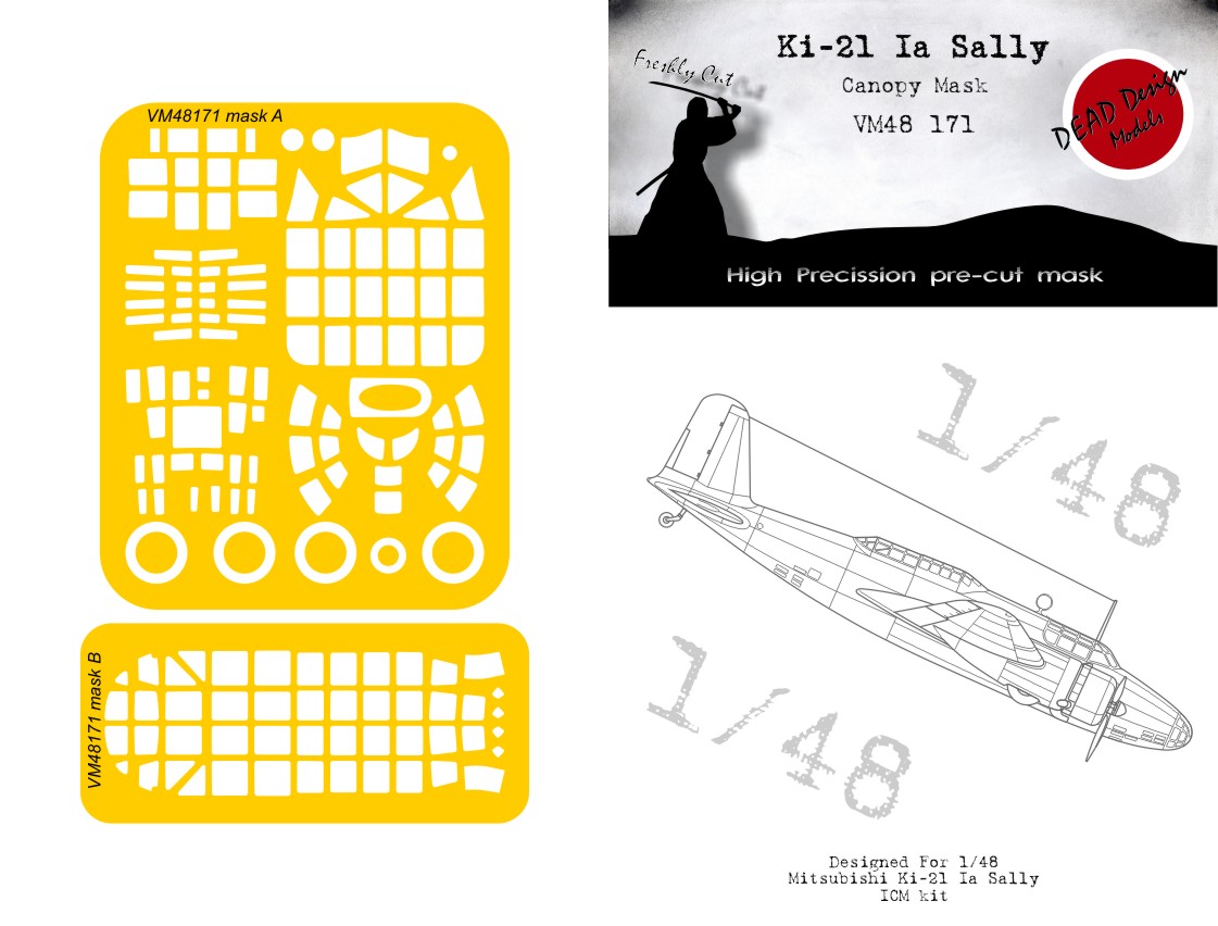 Dead Design DDMVM48171 1:48 Ki-21-Ia Sally Wheels & Canopy Paint Mask