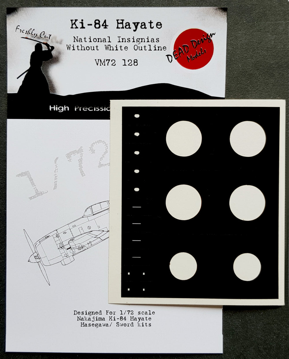 Dead Design DDMVM72128 1:72 Ki-84 Hayate Insignia (No White Outline)