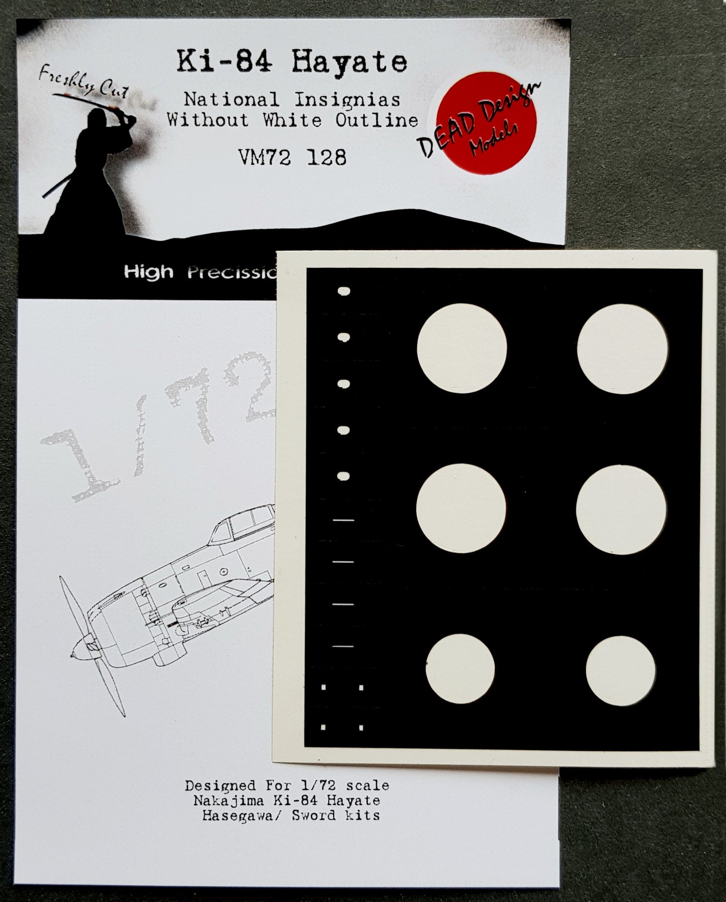 Dead Design DDMVM72128 1:72 Ki-84 Hayate Insignia (No White Outline)