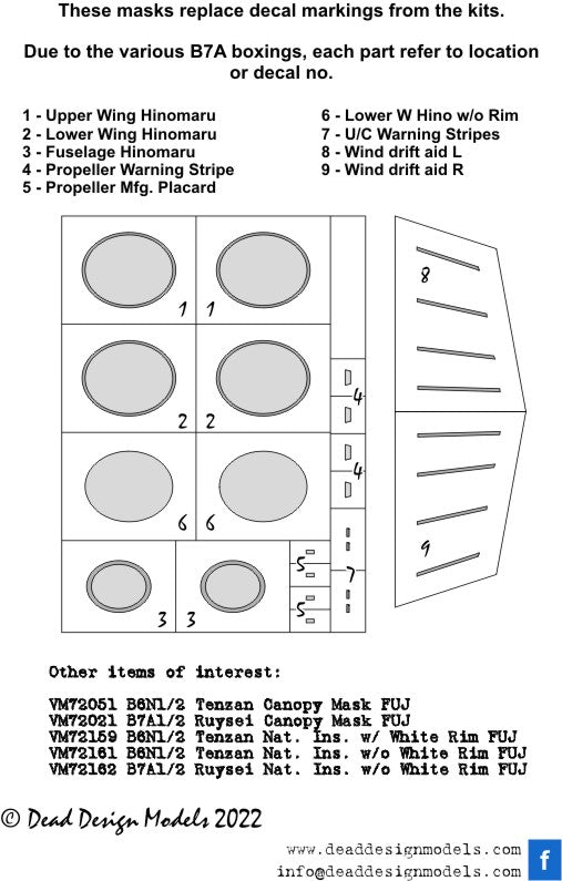 Dead Design DDMVM72160 1:72 B7A1/B7A2 Ryusei Insignia with white outline
