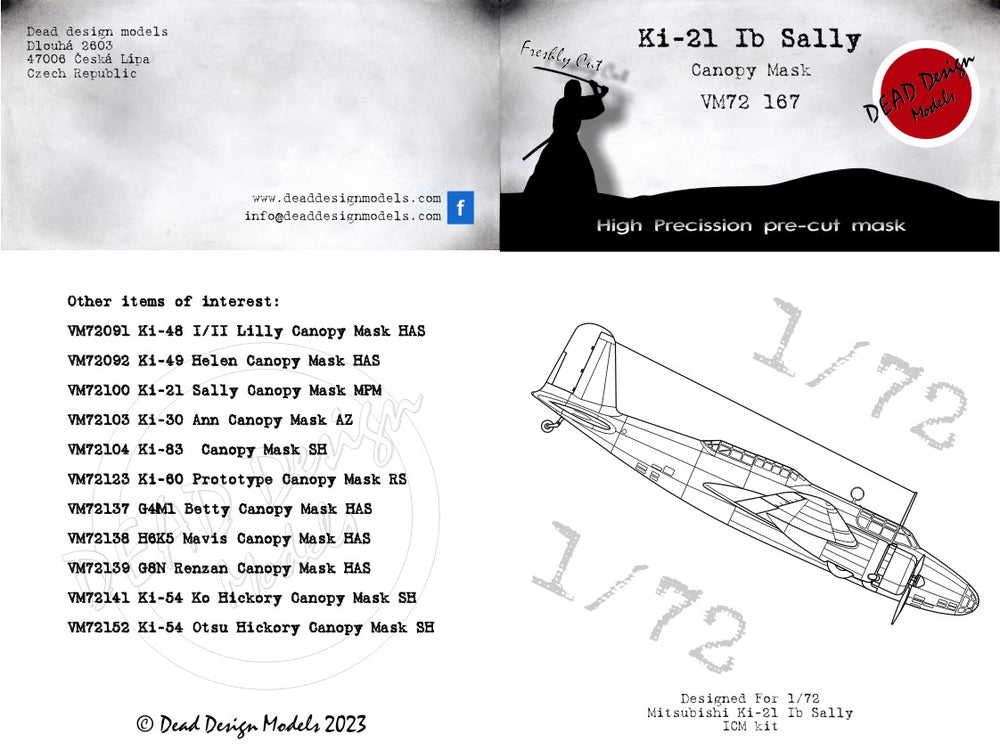 Dead Design Models DDMVM72167 1:72 Mitsubishi Ki-21-Ia 'Sally'