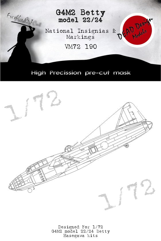 Dead Design DDMVM72190 1:72 G4M2 Betty Model 22/24 National Insignia