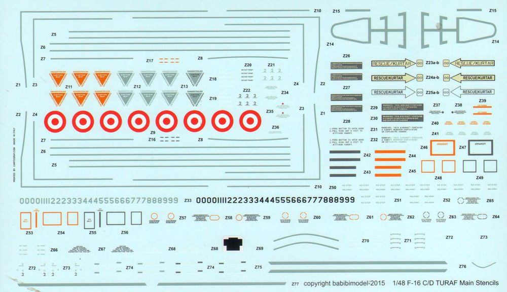 Babibi Models DDT-01015 1:48 F-16D Soloturk & Wolf Squadron Decals