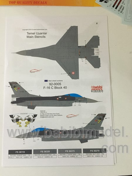 Babibi Models DDT-01019 1:48 F-16C/D Block 30-50+ New Tail Arts
