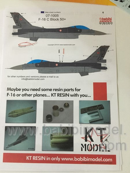 Babibi Models DDT-01019 1:48 F-16C/D Block 30-50+ New Tail Arts