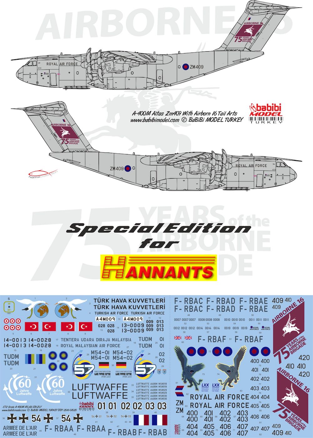 Babibi Models DDT-01021S 1:144 Airbus A400M Atlas Multinational Decal Set