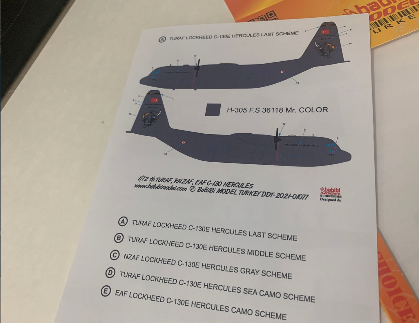 Babibi Models DDT-01077 1:72 Lockheed C-130E Hercules Decals