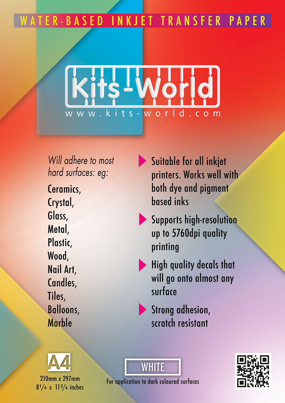 Kits-World DEW010 INKJET White Decal paper x 10 sheets
