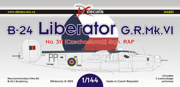 DK Decals DKD144001 1:144 Consolidated Liberator GR.VI of No.311