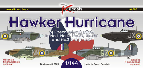 DK Decals DKD144003 1:144 Hawker Hurricanes of Czechoslovak pilots