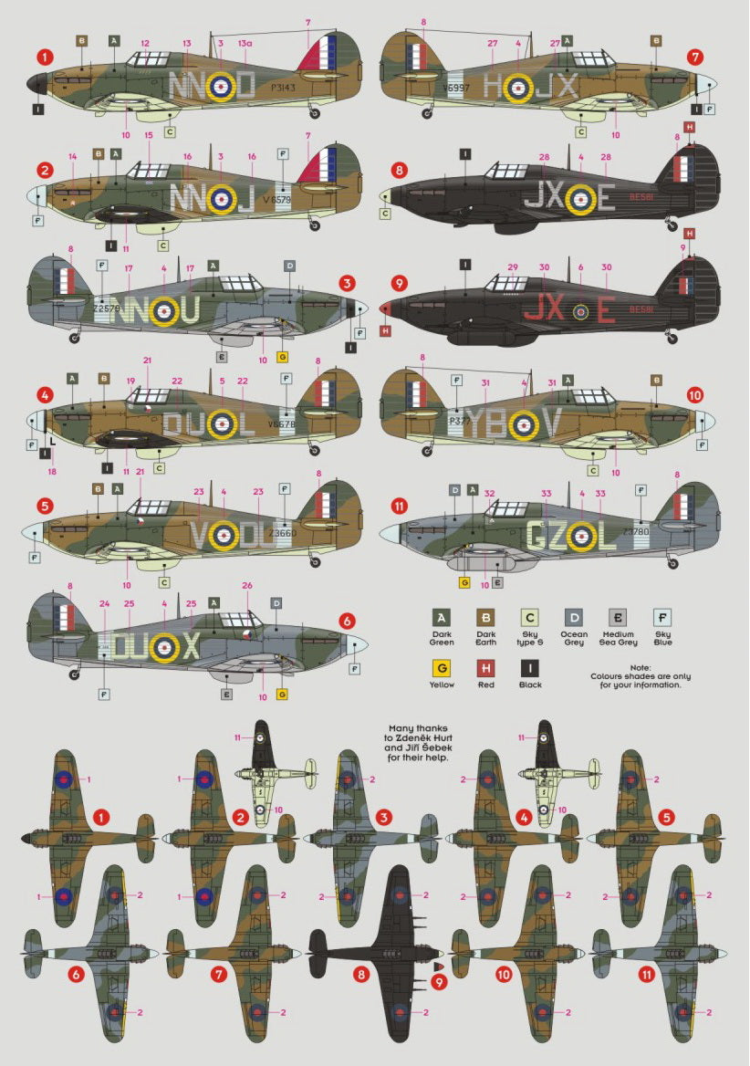 DK Decals DKD144003 1:144 Hawker Hurricanes of Czechoslovak pilots