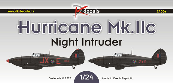 DK Decals DKD24004 1:24 Hawker Hurricane Mk.IIC Night Intruder 1