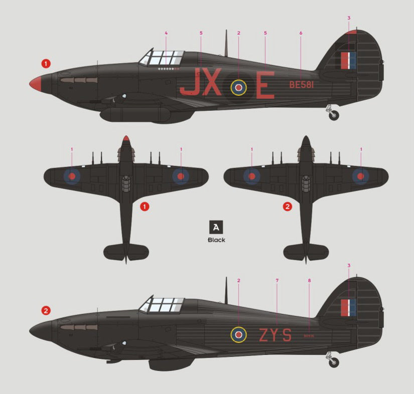 DK Decals DKD24004 1:24 Hawker Hurricane Mk.IIC Night Intruder 1