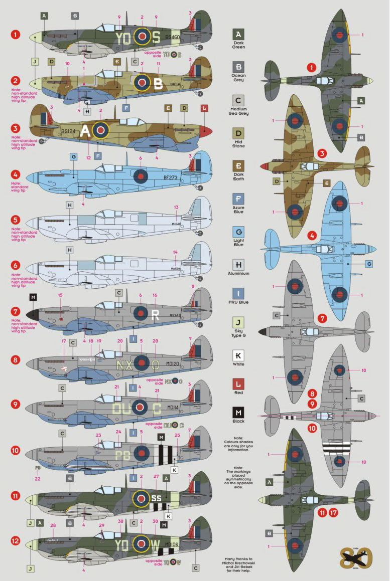 DK Decals DKD32005 1:32 Spitfire Mk.VI/VII/IX High-Altitude Fighter