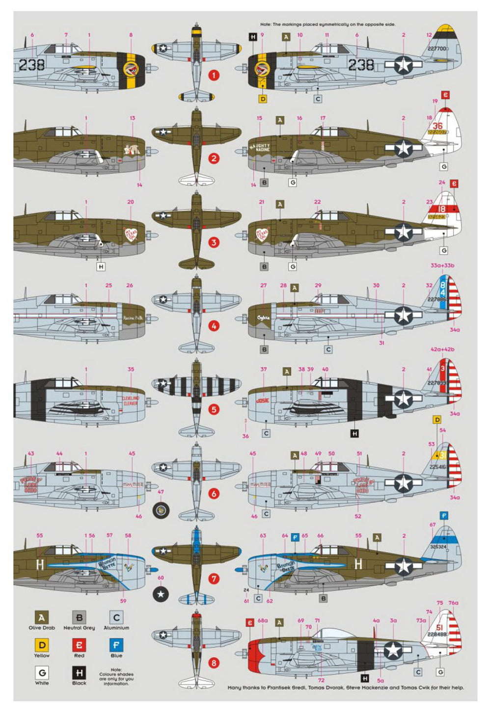 DK Decals DKD32010 1:32 Republic P-47D Thunderbolt over the Pacific, Pt.1 1