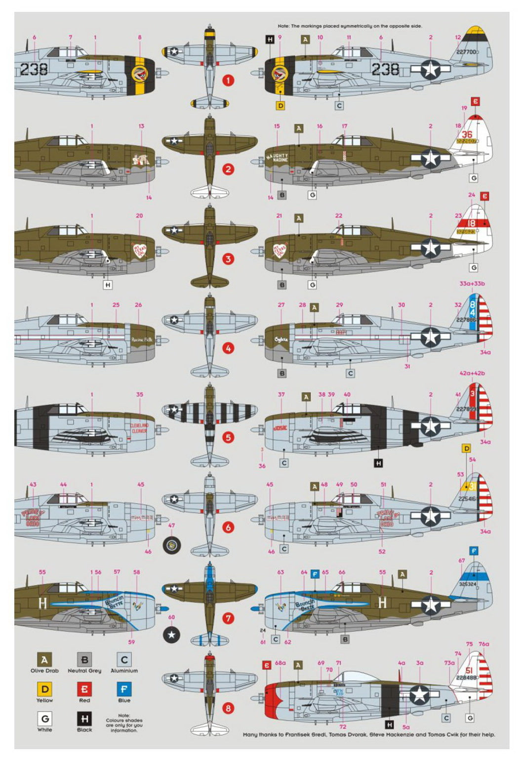 DK Decals DKD32010 1:32 Republic P-47D Thunderbolt over the Pacific, Pt.1 1