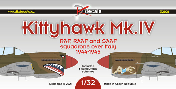 DK Decals DKD32021 1:32 Curtiss Kittyhawk Mk.IV