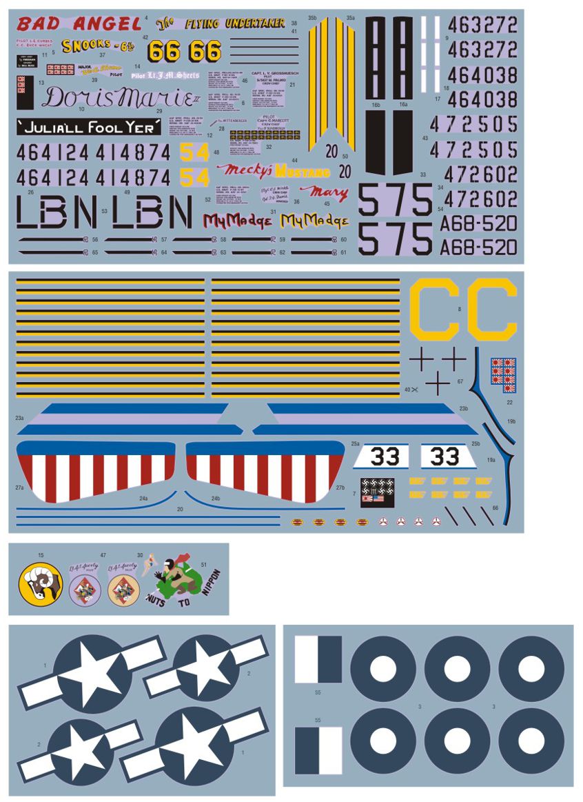 DK Decals DKD32022 1:32 P-51D/K Mustang Pacific and Australia