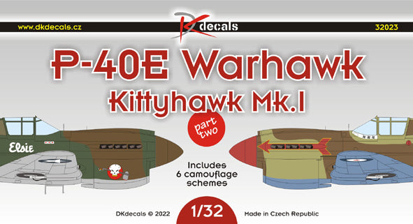 DK Decals DKD32023 1:32 Curtiss P-40E Warhawk/Kittyhawk Mk.I P.II 1
