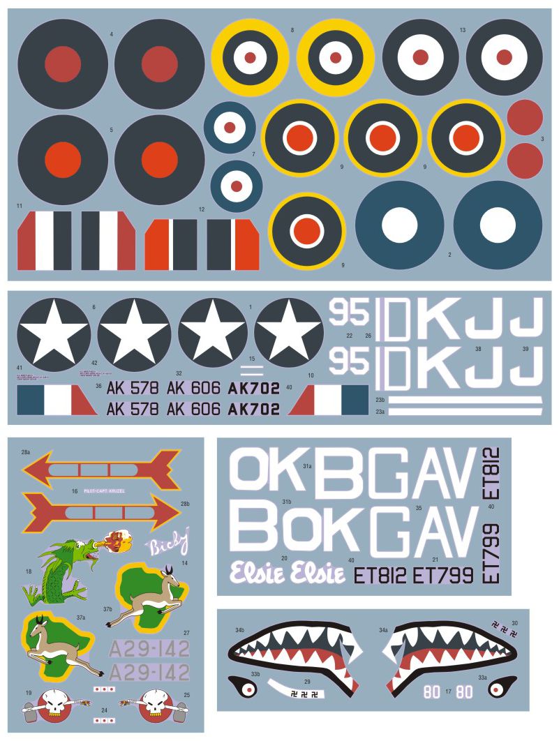 DK Decals DKD32023 1:32 Curtiss P-40E Warhawk/Kittyhawk Mk.I P.II 1