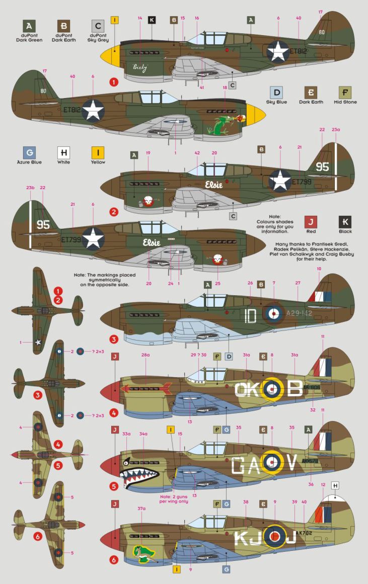 DK Decals DKD32023 1:32 Curtiss P-40E Warhawk/Kittyhawk Mk.I P.II 1