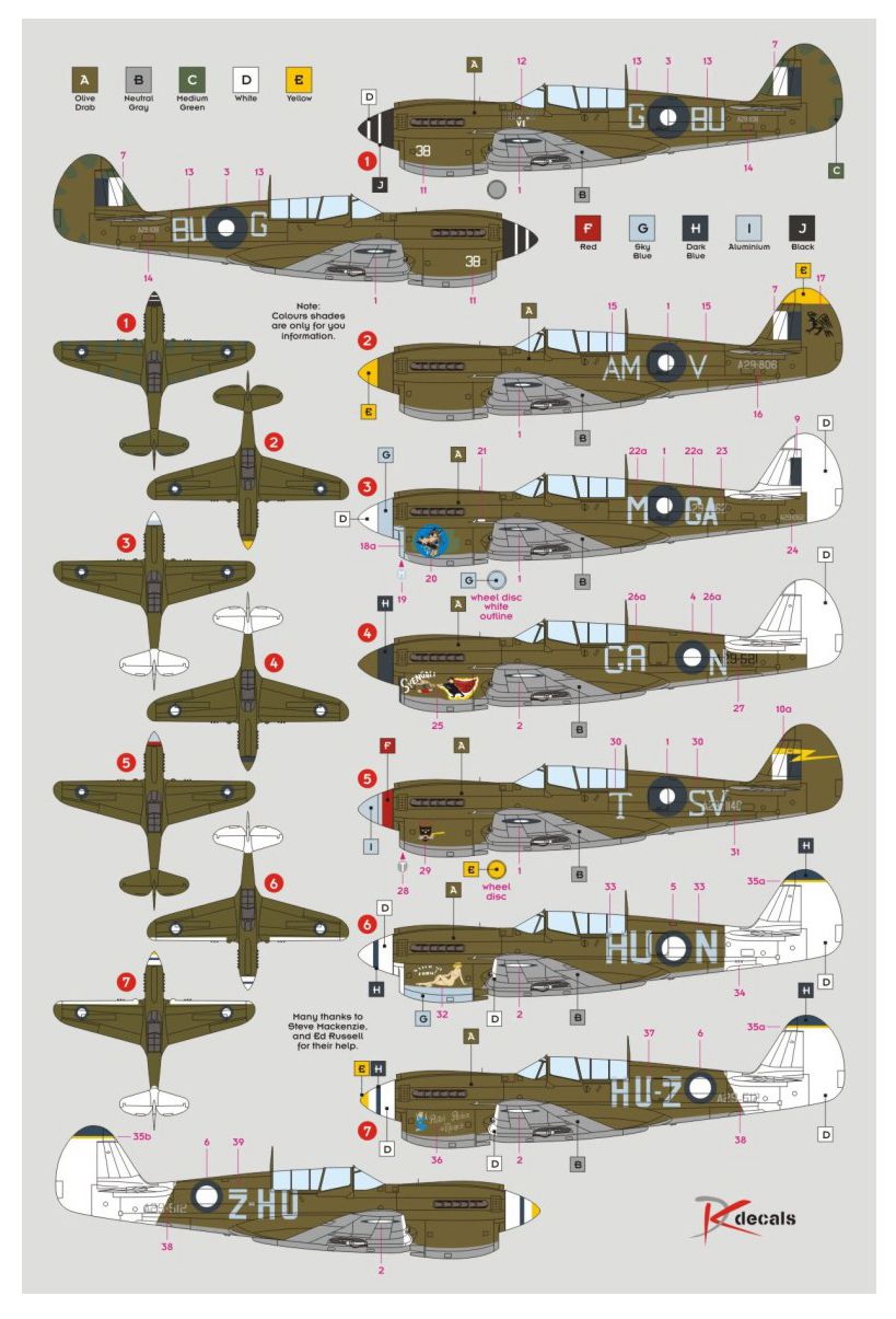 DK Decals DKD32024 1:32 Curtiss P-40N Warhawk in RAAF service 1