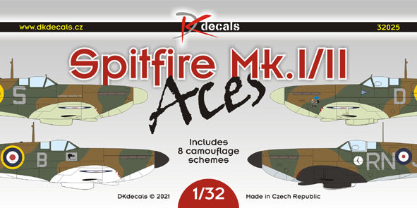 DK Decals DKD32025 1:32 Supermarine Spitfire Mk.I/II Aces 1