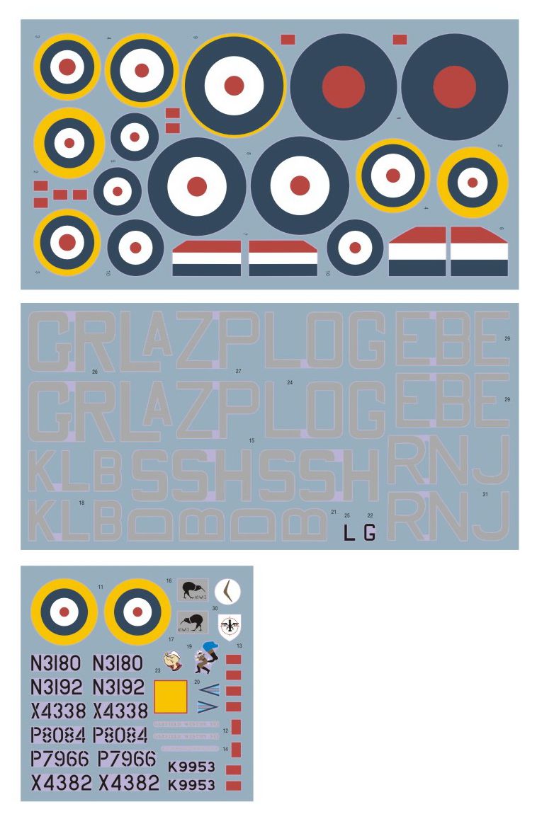 DK Decals DKD32025 1:32 Supermarine Spitfire Mk.I/II Aces 1