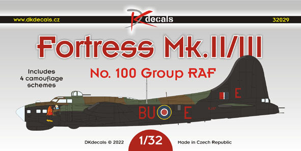 DK Decals DKD32029 1:32 Boeing Fortress Mk.II/III of No.100 Group RAF 1