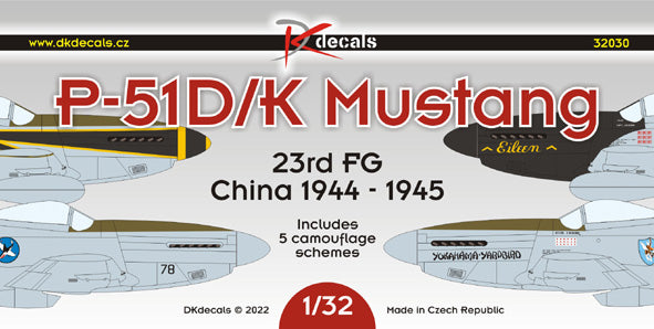DK Decals DKD32030 1:32 North-American P-51D/K Mustang 23rd FG China 1944/1945 1