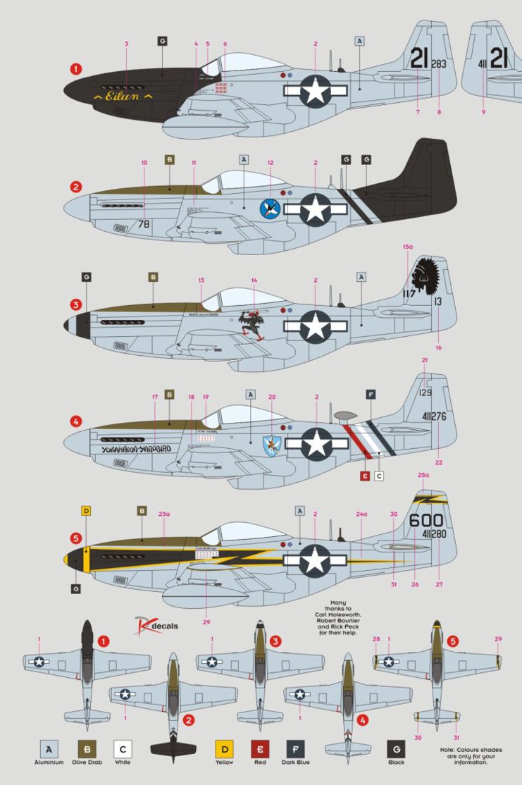 DK Decals DKD32030 1:32 North-American P-51D/K Mustang 23rd FG China 1944/1945 1