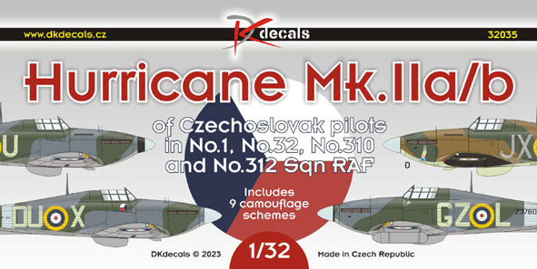 DK Decals DKD32035 1:32 Hawker Hurricane Mk.IIA/Mk.IIB of Czechoslovak pilots