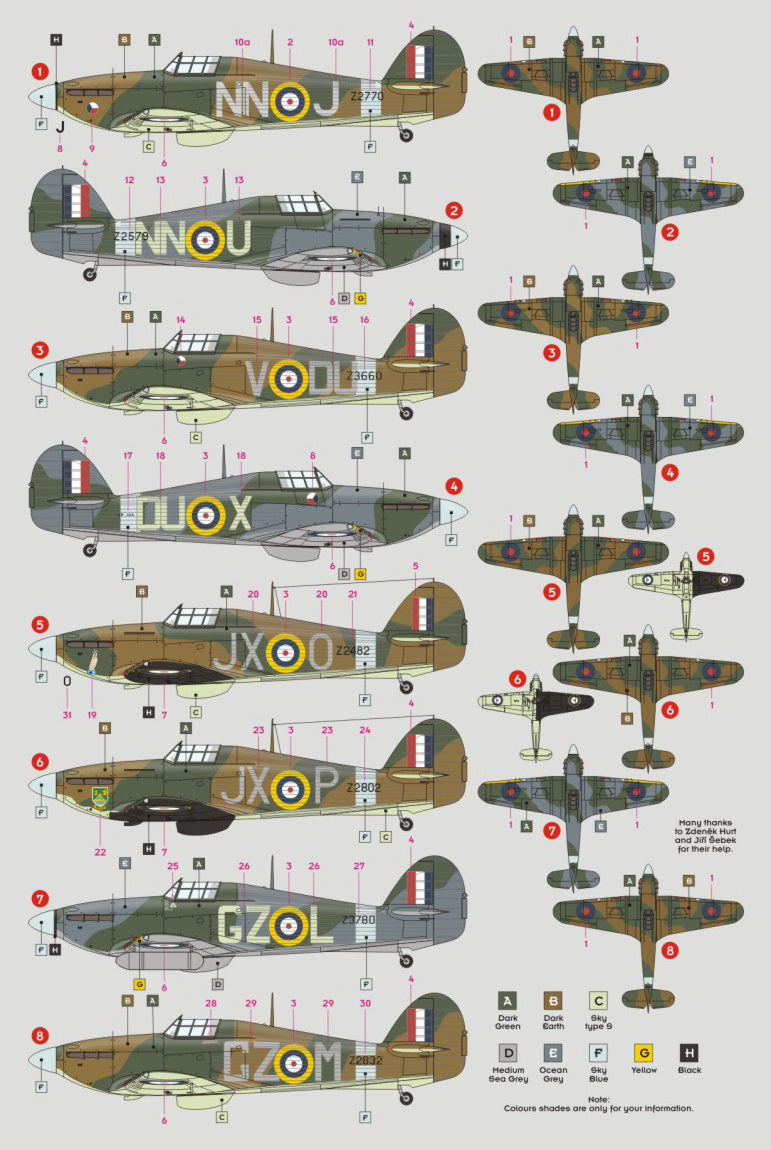 DK Decals DKD32035 1:32 Hawker Hurricane Mk.IIA/Mk.IIB of Czechoslovak pilots