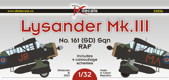 DK Decals DKD32036 1:32 Westland Lysander Mk.III No.161
