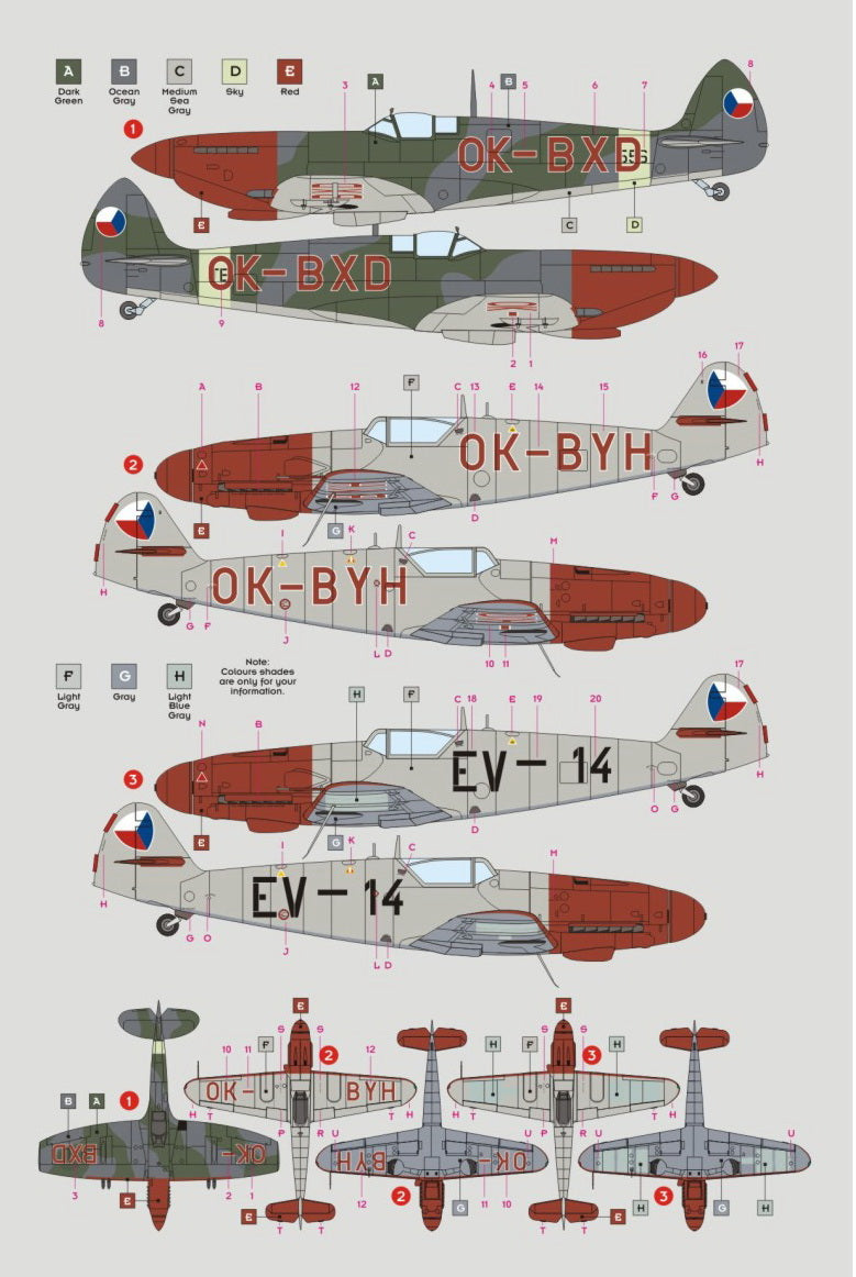 DK Decals DKD32041 1:32 Supermarine Spitfire & Messerschmitt Red Noses 1