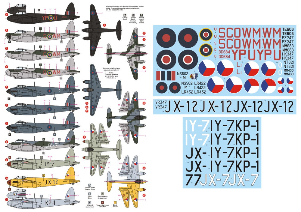 DK Decals DKD48007 1:48 de Havilland Mosquito in CzAF
