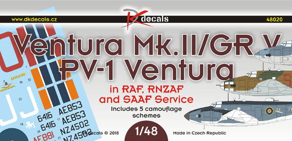 DK Decals DKD48020 1:48 Lockheed Ventura RAF/RNZAF/SAAF Service