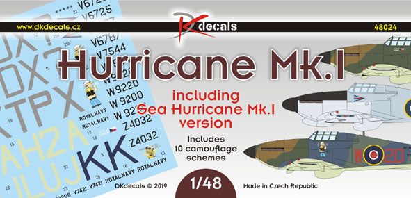 DK Decals DKD48024 1:48 Hawker Hurricane Mk.I/Sea Hurricane Mk.I 1