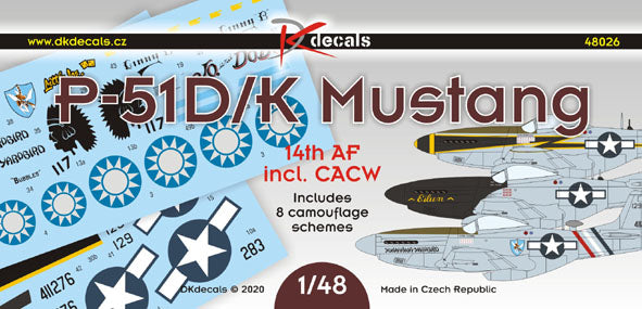 DK Decals DKD48026 1:48 North-American P-51D/K Mustang 14th AF and CACW 1