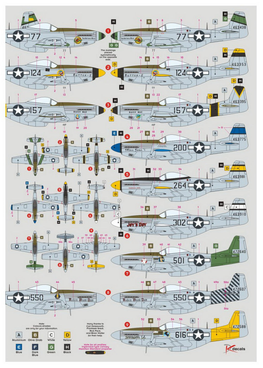 DK Decals DKD48029 1:48 P-51D Mustang VLR Units Iwo Jima 1945