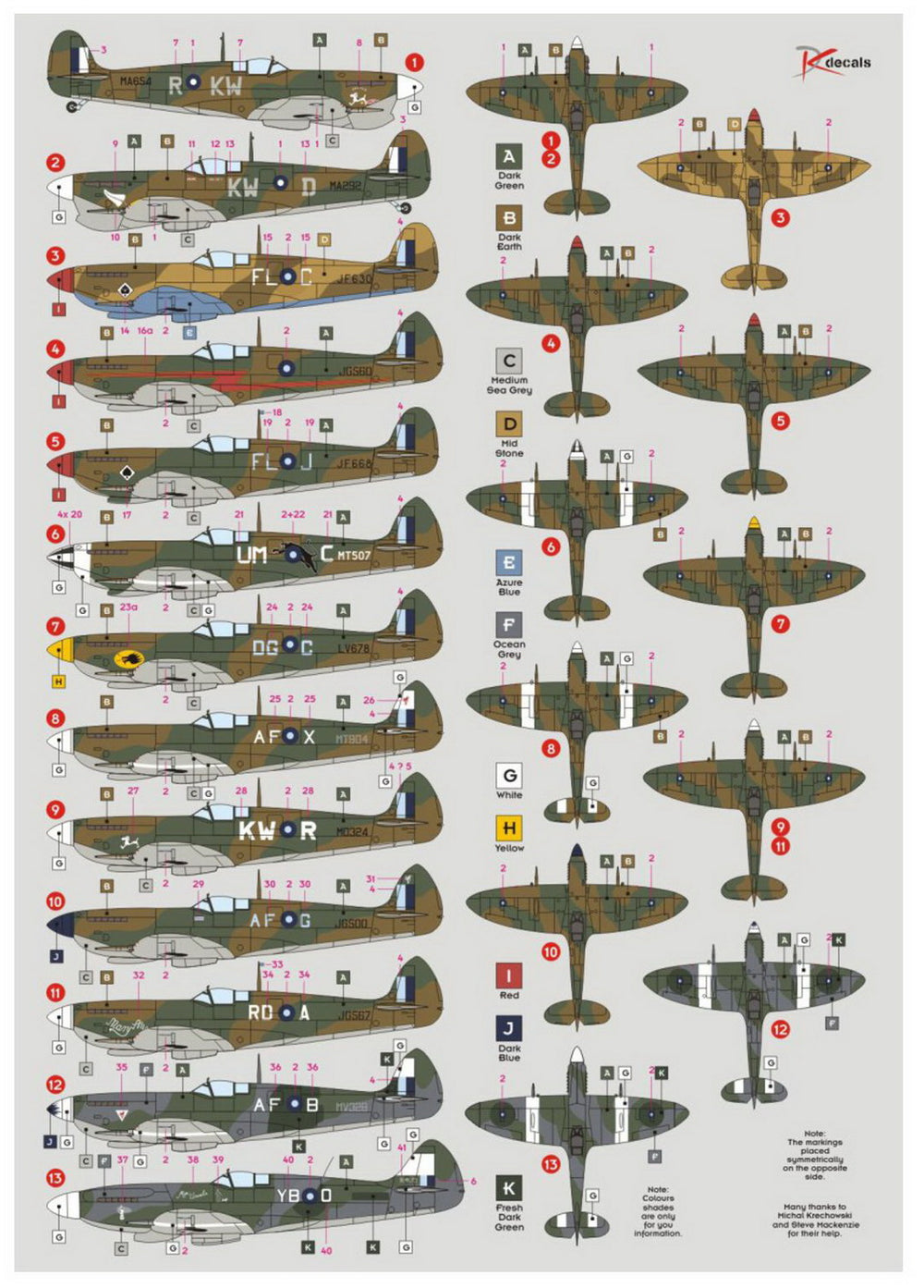 DK Decals DKD48030 1:48 SEAC Supermarine Spitfire Mk.VC Decals