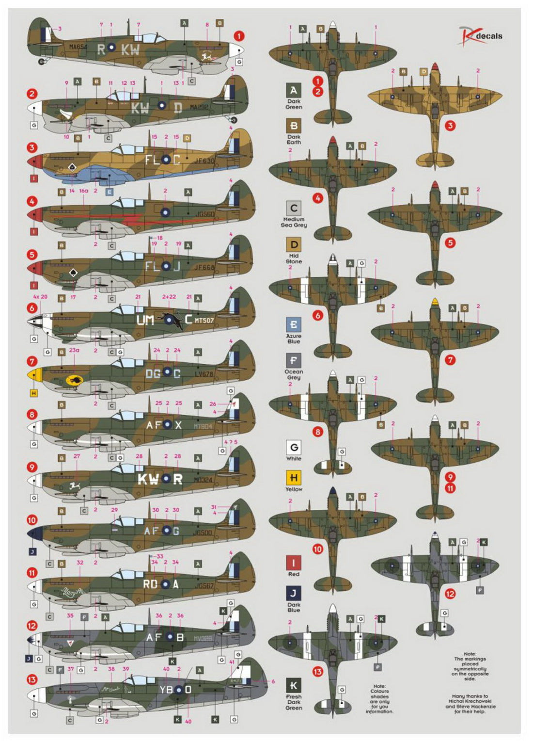 DK Decals DKD48030 1:48 SEAC Supermarine Spitfire Mk.VC Decals