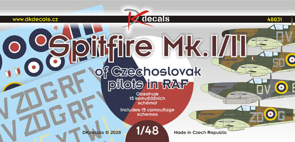 DK Decals DKD48031 1:48 Spitfire Mk.I/II Czechoslovak Pilots RAF