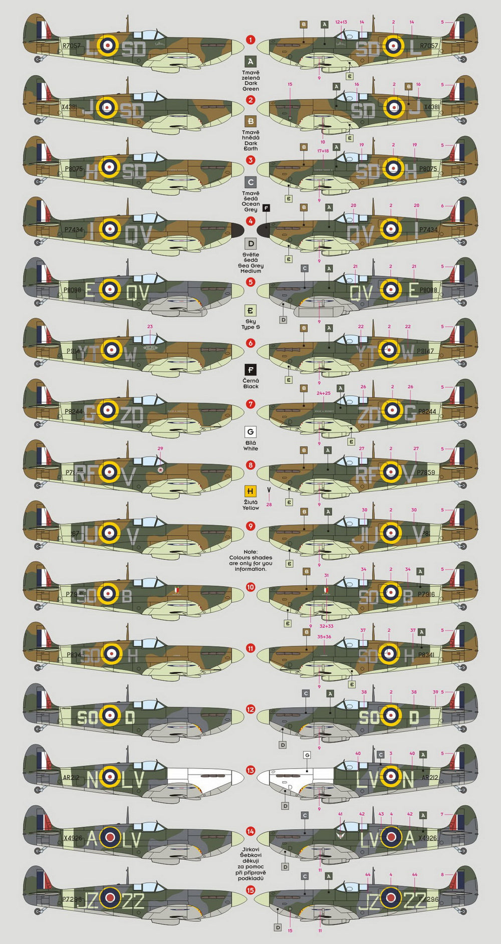 DK Decals DKD48031 1:48 Spitfire Mk.I/II Czechoslovak Pilots RAF