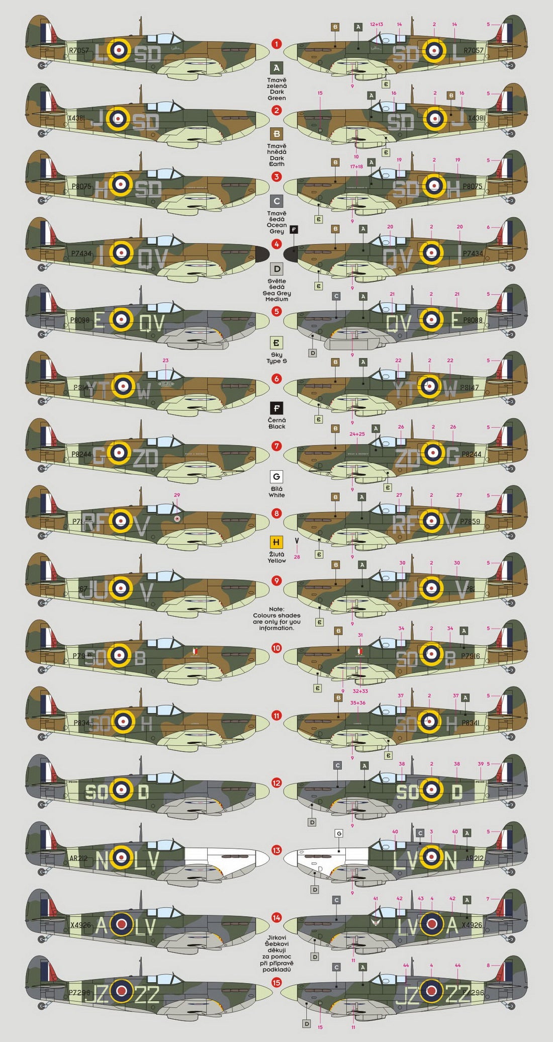 DK Decals DKD48031 1:48 Spitfire Mk.I/II Czechoslovak Pilots RAF