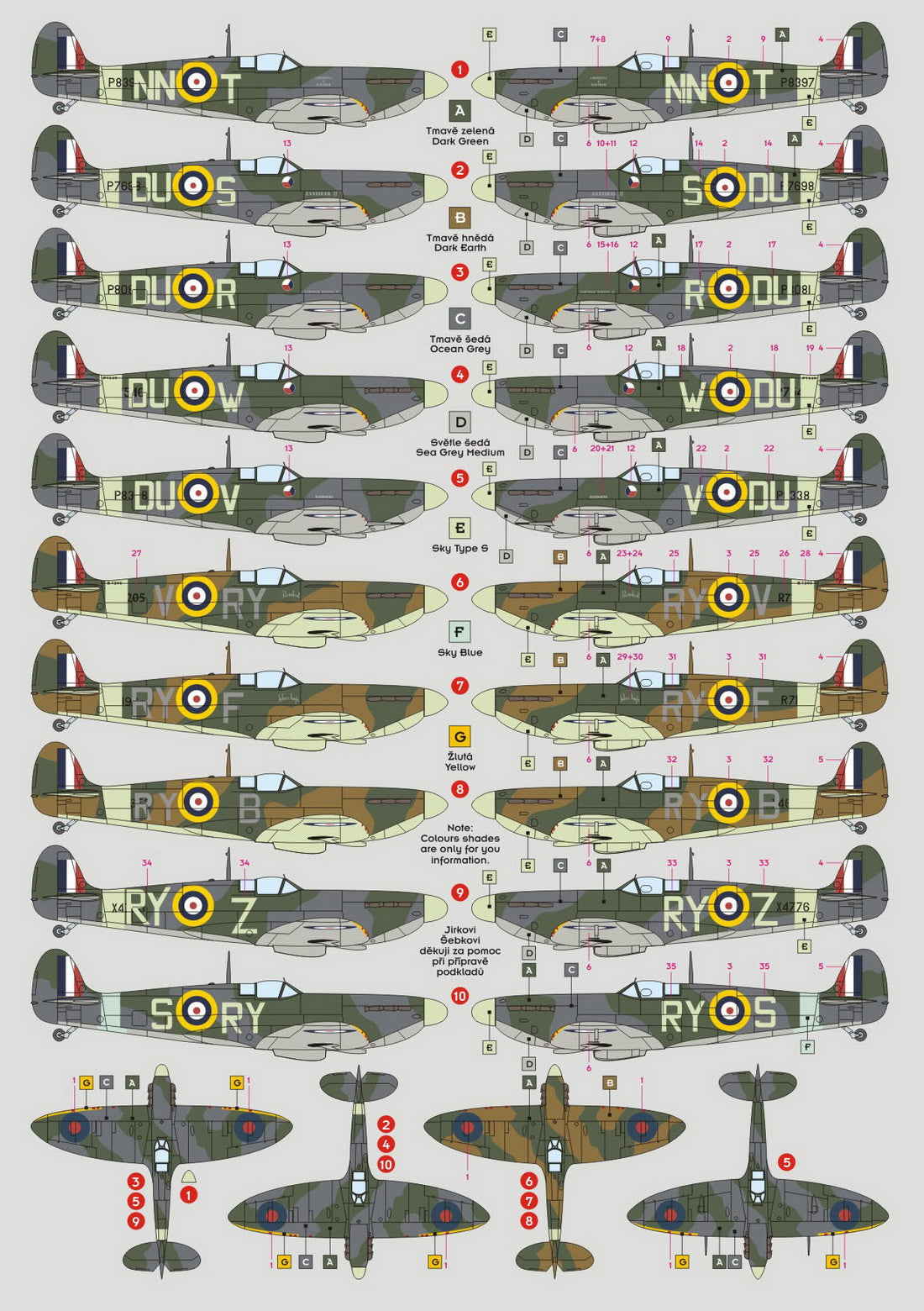DK Decals DKD48032 1:48 Spitfire Mk.I/II Czechoslovak Squadrons RAF