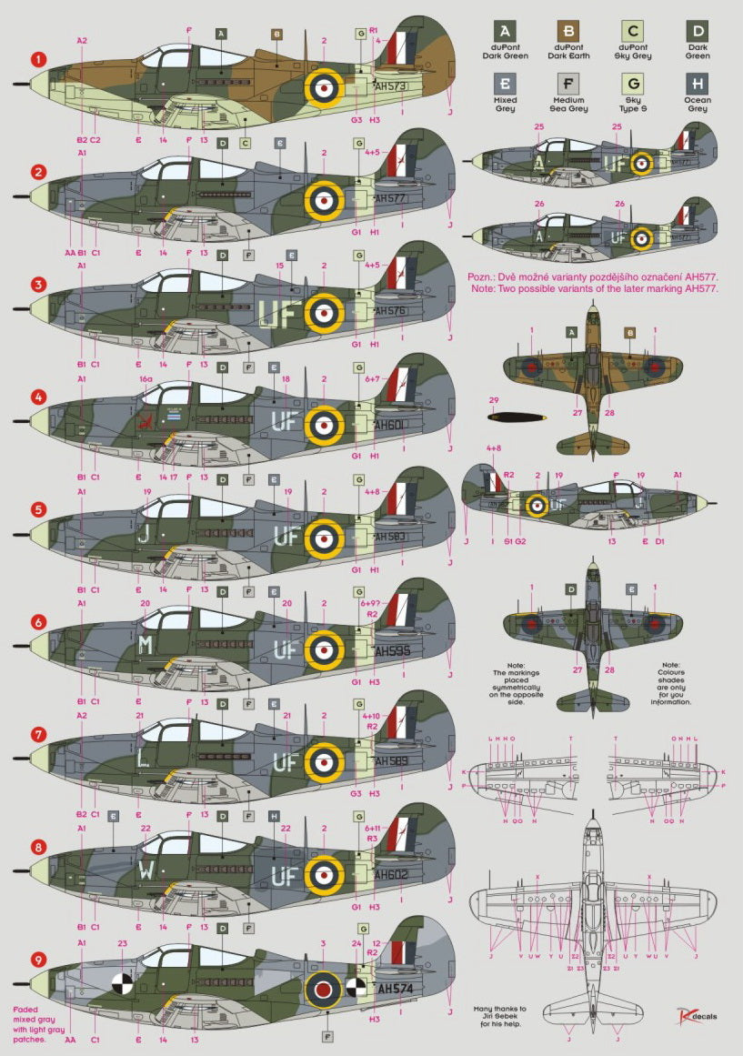 DK Decals DKD48038 1:48 Bell Airacobra Mk.I in RAF service 1