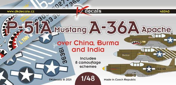 DK Decals DKD48040 1:48 North-American P-51A/A-36A over China, Burma and India 1