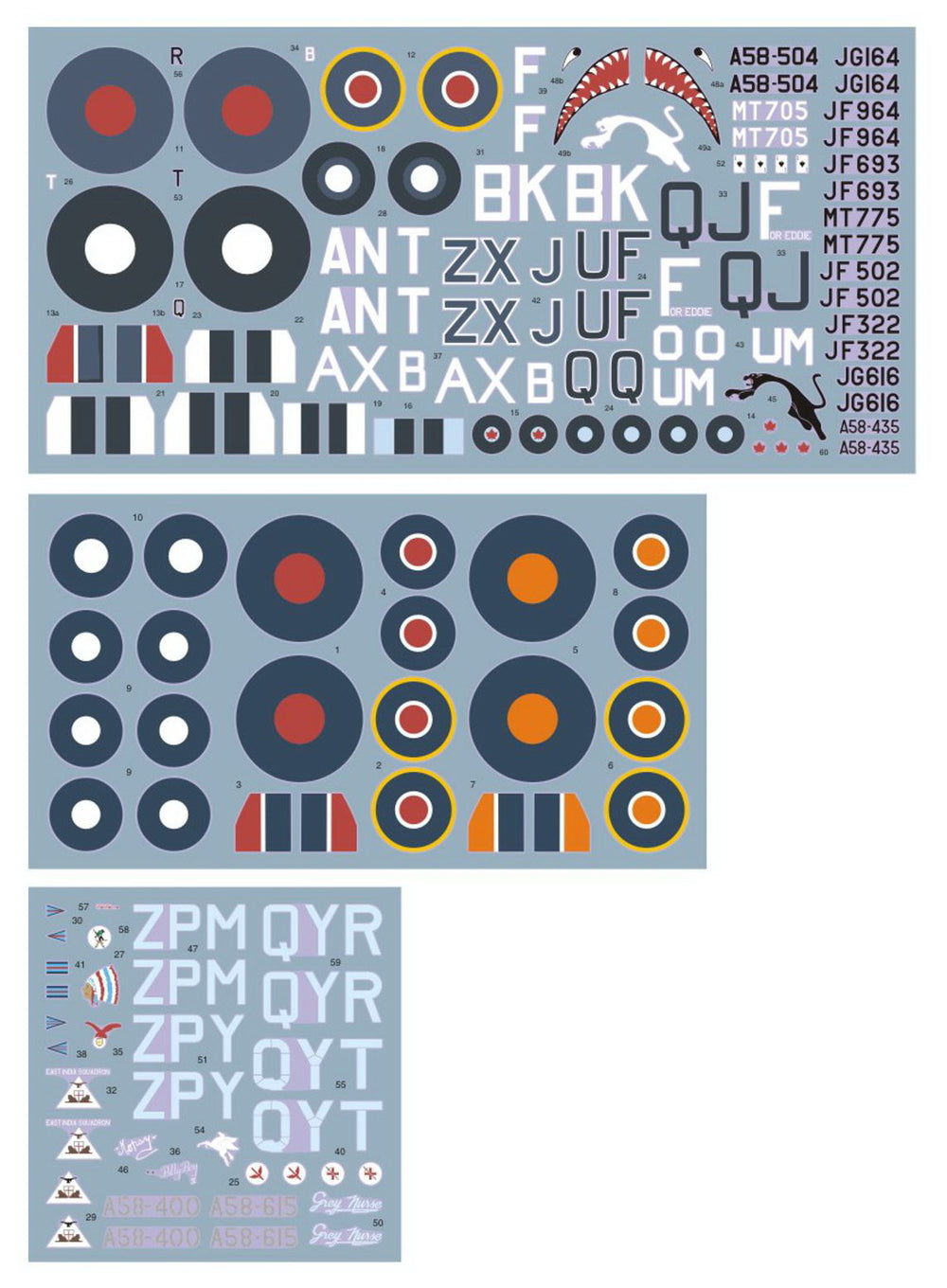 DK Decals DKD48041 1:48 Spitfire Mk.VIII in RAF, RAAF, SAAF service 1