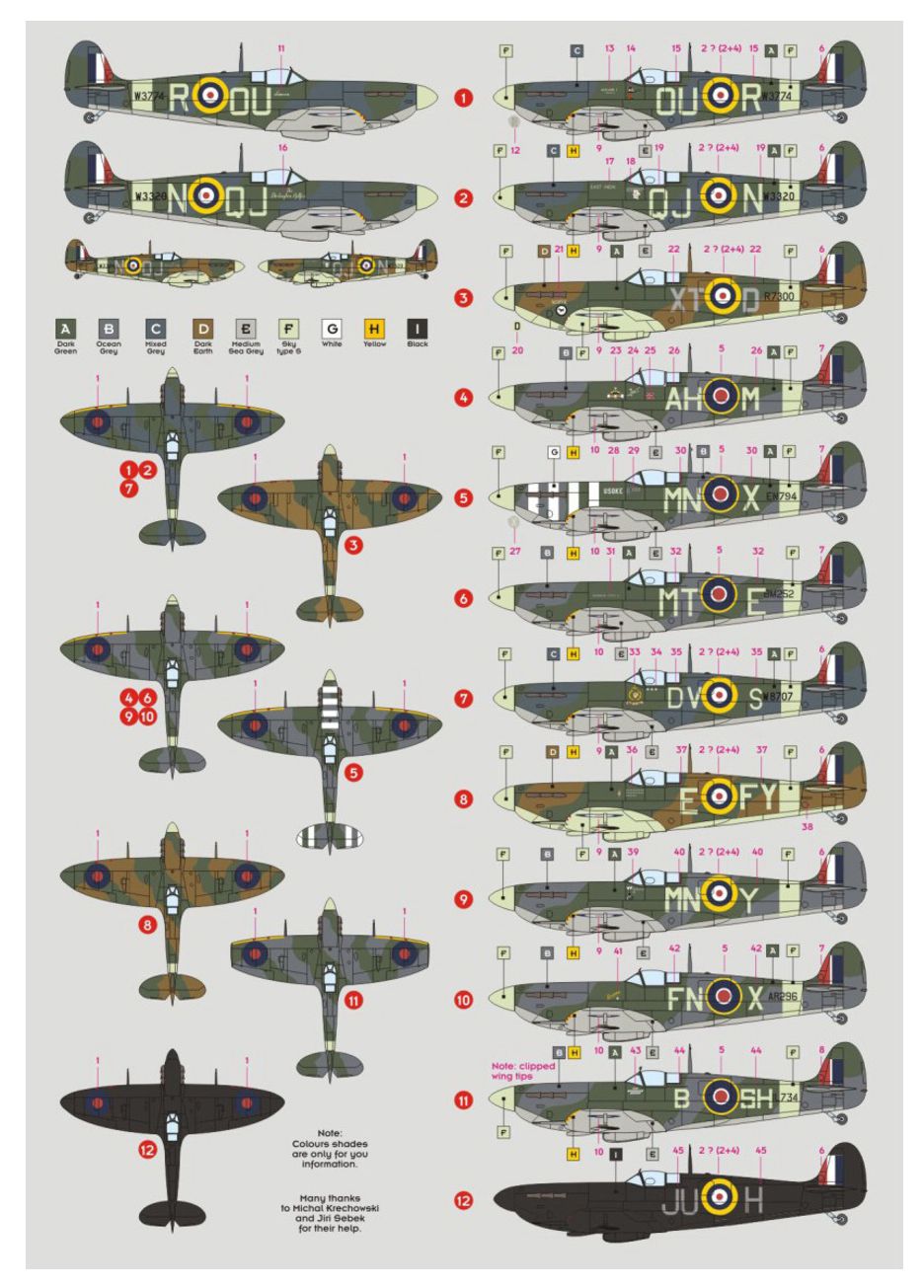 DK Decals DKD48047 1:48 Supermarine Spitfire Mk.V Aces 1